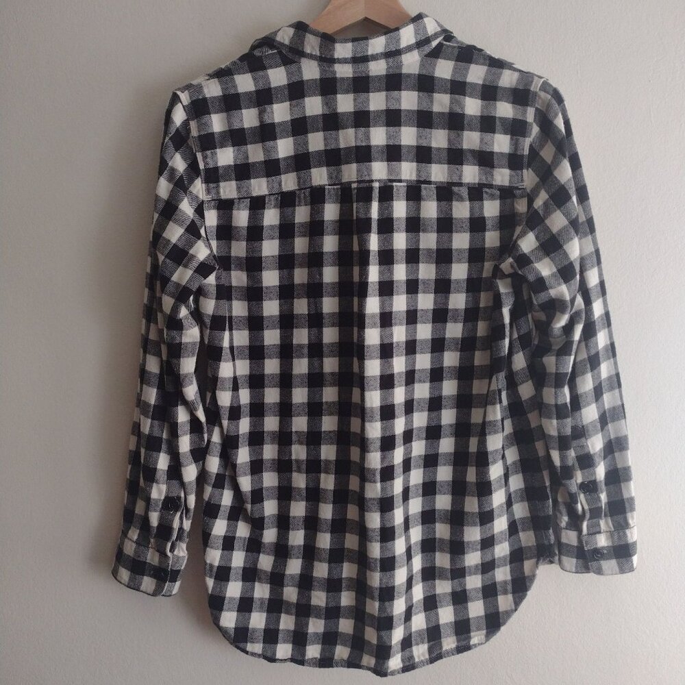 Madewell Checkered Flannel Shirt S Black White Check Cotton L/S Top - Picture 5 of 7